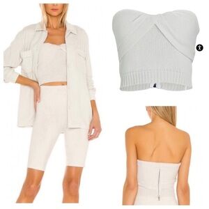 New! RTA Aria cashmere sweater strapless corset top whisper white 17656